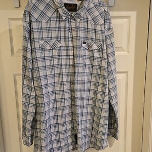Men's Plaid Shirt - Blue and White